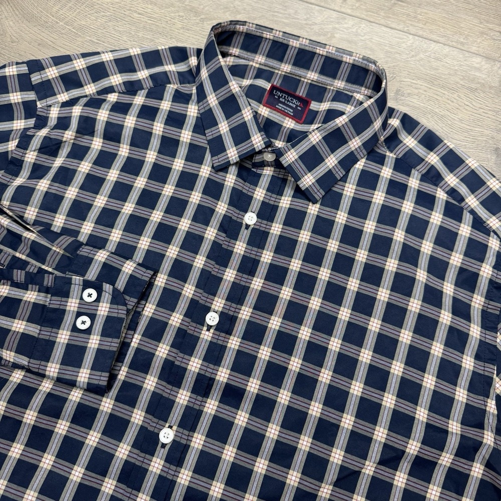 UntuckIt Multicolor Plaid Polyester Button Up Shirt Sz XXL Men Prep Cas
